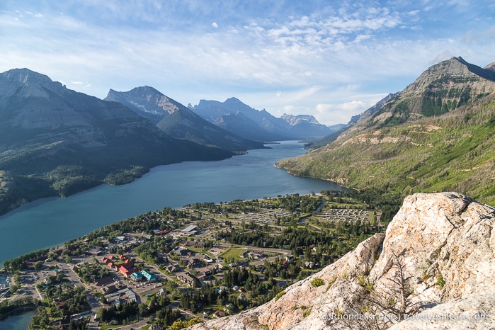Overlooking the Waterton townsite and Upper Waterton Lake from Bear's Hump.