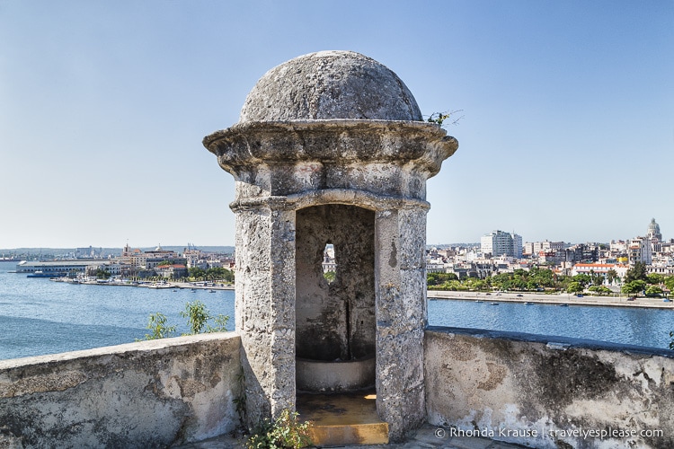 Fortaleza de San Carlos de la Caba~na overlooking the channel and Havana.