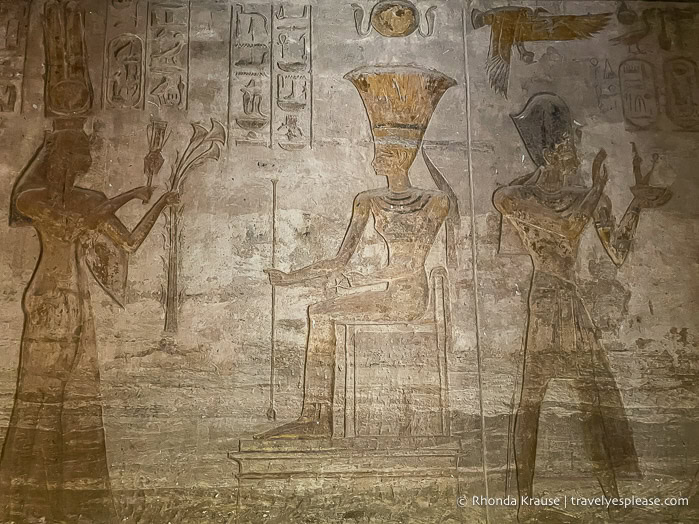 Relief inside the Temple of Hathor and Nefertari at Abu Simbel.