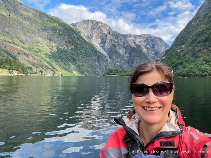 Selfie taken while kayaking in Naeroyfjord.