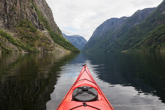 Kayaking in Naeroyfjord.